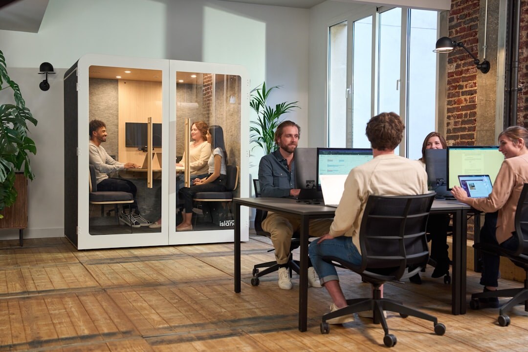people having conversation in office